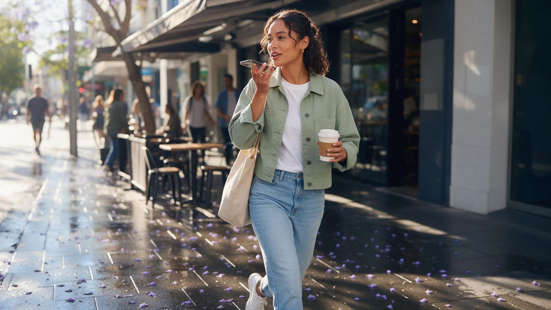Mid-air: The lead, on a wet Brisbane street