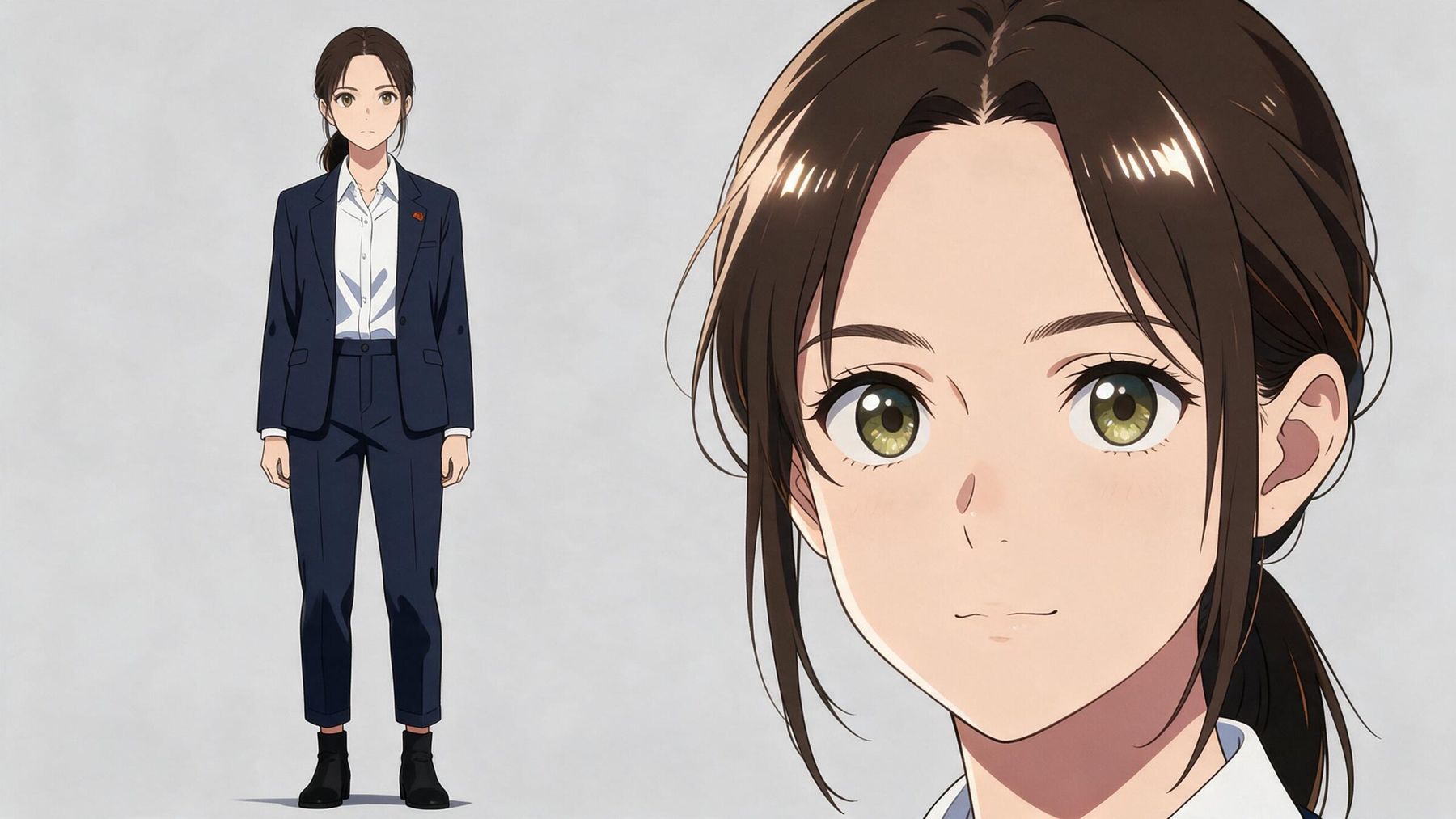 Character: Mia, full figure and close-up
