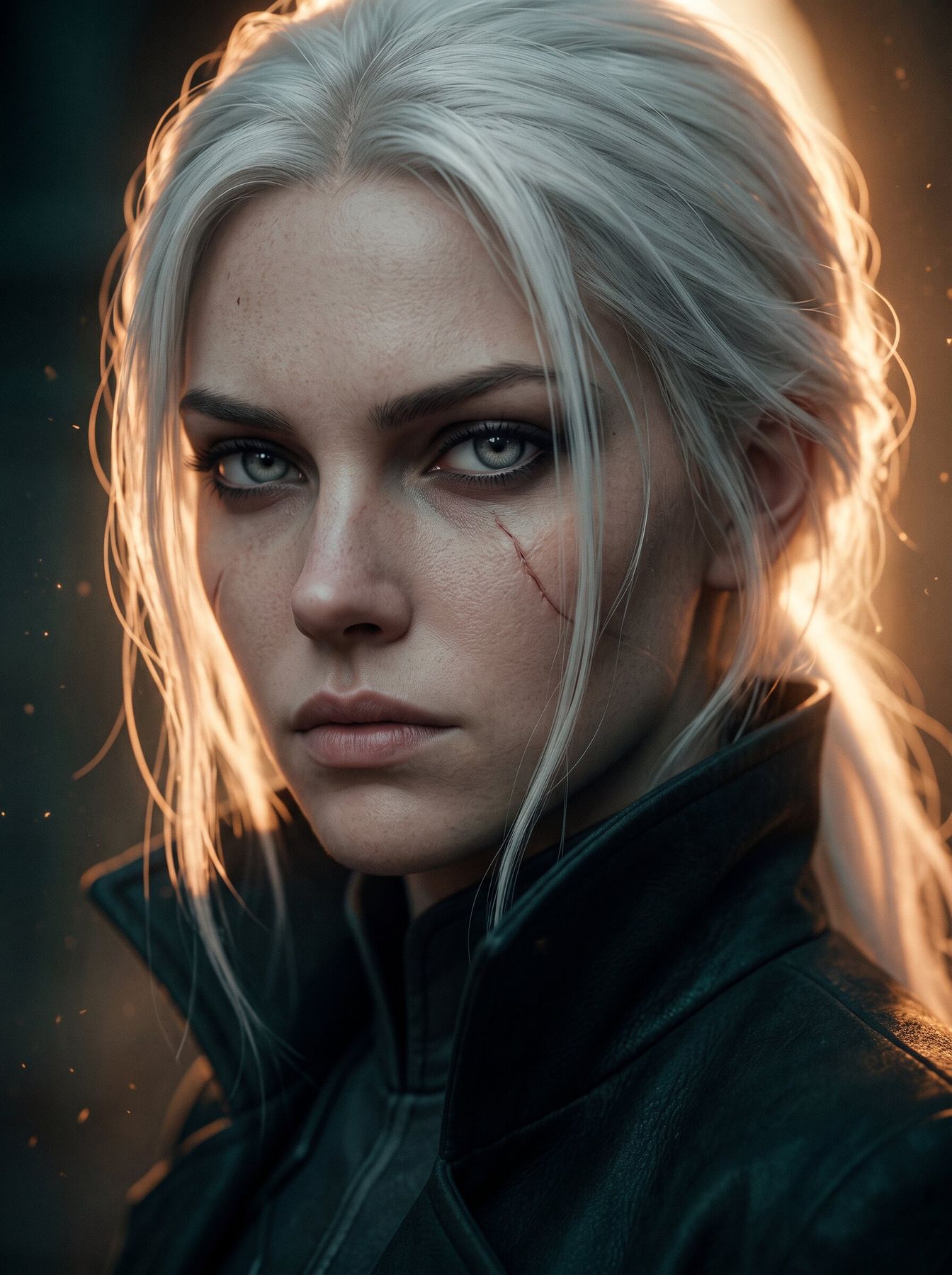 The swordswoman, close-up